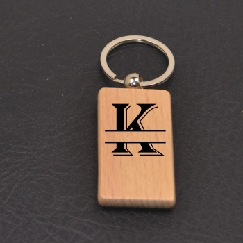 Schlüsselanhänger Holz rechteckig mit Monogramm K